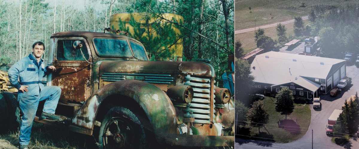 Steve Prosser posing next to old truck