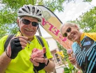 cyclists enjoying ice cream